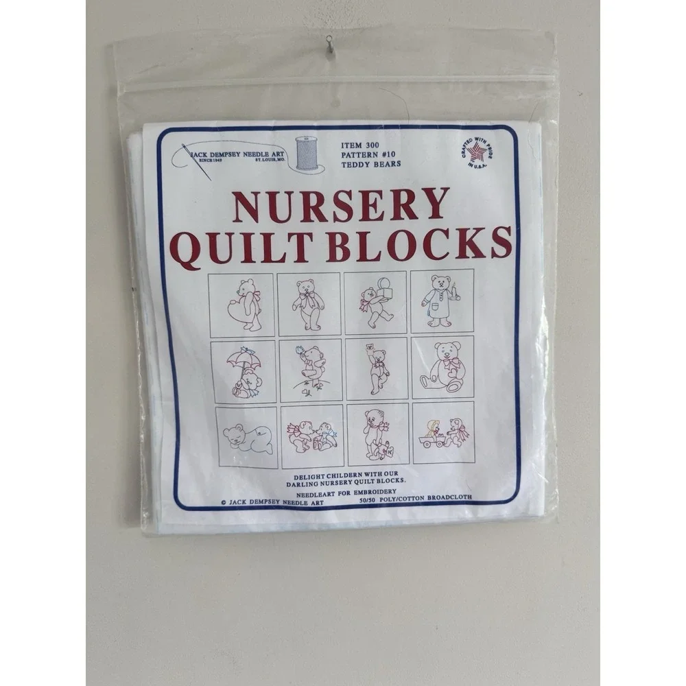 Quilt Nursery Blocks Jack Dempsey Sewing Teddy Bears 80s Lot Of 2